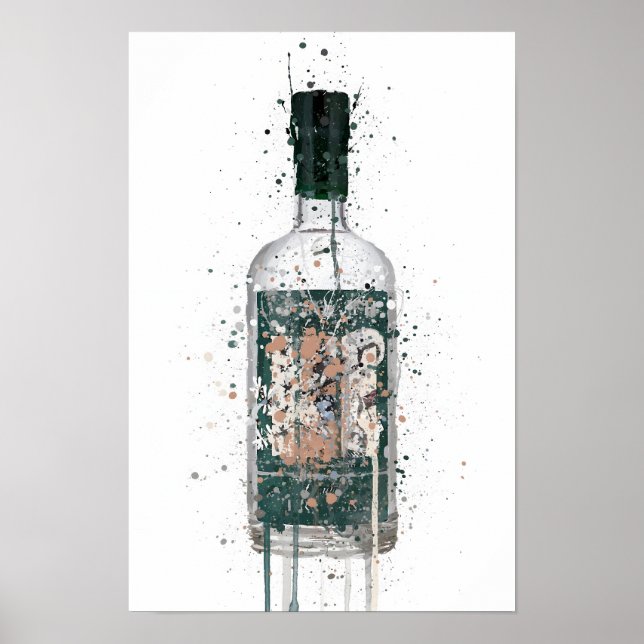 Gin Bottle Wall Art Print 'Deep Pine' Poster (Vorne)