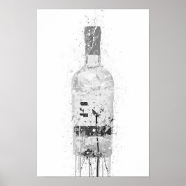 Gin Bottle Wall Art Print 'Grey Marble' Poster