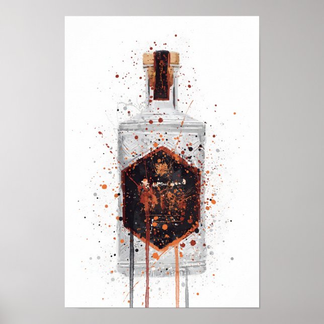 Gin Bottle Wall Art Print 'Honeycomb' Poster (Vorne)