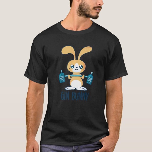Gin Bunny Alcohol Betrunkenes Trinken T-Shirt (Vorderseite)