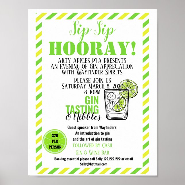 Gin-Degustations-Event-Poster Gin und Tonic Gin Pa Poster (Vorne)