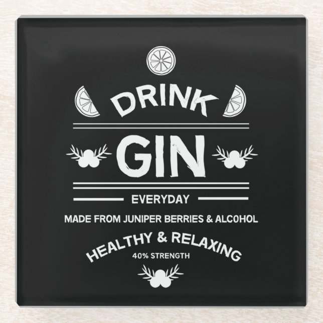 Gin Drinkers | LIEBE | WOHNGESTALTUNG | Bars Servi Glasuntersetzer (Vorderseite)