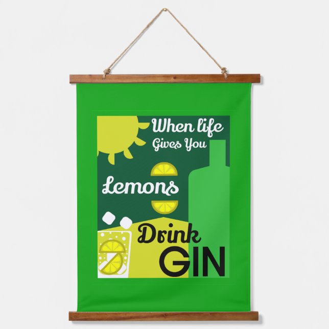 Gin Drinkers | LIEBE | WOHNGESTALTUNG | Bars Servi Wandteppich Mit Holzrahmen (Vorderseite)