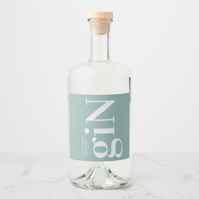 Gin Flasche Grün Moderne einfache Flasche Flasche  Alkoholflaschenetikett (Vorderseite)