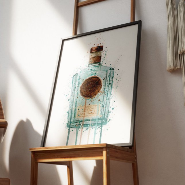 Gin Flaschen Wandkunst Druck Blau Poster (Von Creator hochgeladen)