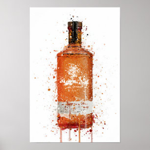 Gin-Flaschen-Wandkunst-Druck 'Blutorange' Poster