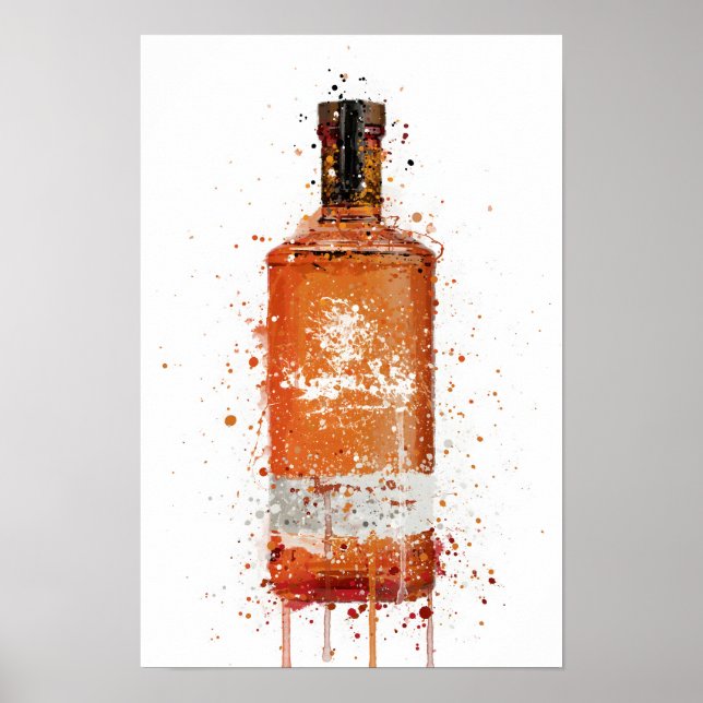 Gin-Flaschen-Wandkunst-Druck 'Blutorange' Poster (Vorne)