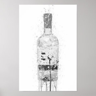 Gin-Flaschen-Wandkunst-Druck 'Grauer Marmor' Poster