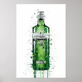 Gin Flaschen-Wandkunst-Druck 'Leaf Green' Poster