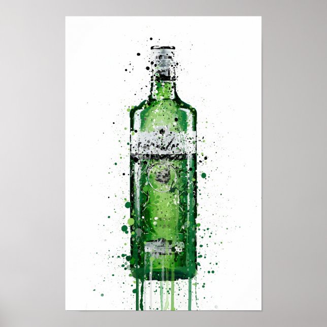 Gin Flaschen-Wandkunst-Druck 'Leaf Green' Poster (Vorne)