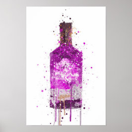 Gin-Flaschen-Wandkunst-Druck 'Magenta' Poster