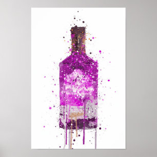 Gin-Flaschen-Wandkunst-Druck 'Magenta' Poster