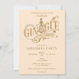 Gin-Gle Girlsmas Ladys Cocktail Weihnachts-Party Einladung