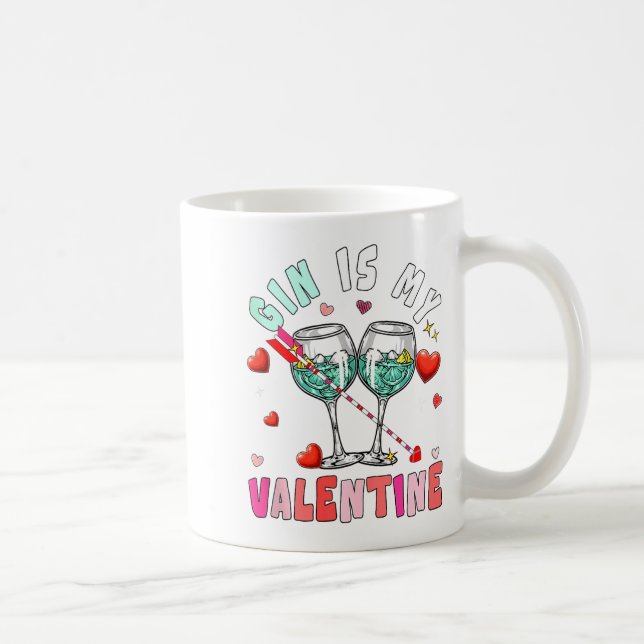 Gin Is My Valentine Hearts Matching Drinker Family Kaffeetasse (Rechts)