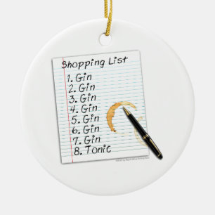 GIN-LIEBHABER-EINKAUFSLISTE KERAMIK ORNAMENT