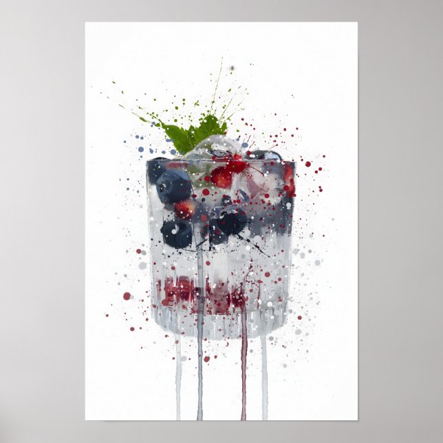 Gin & Tonic 'Blueberry and Pomegranate' Poster (Vorne)