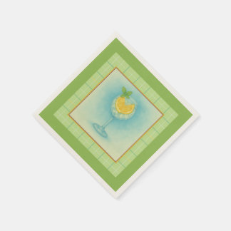 Gin & Tonic Cocktail Napkin – Mint Plaid Serviette