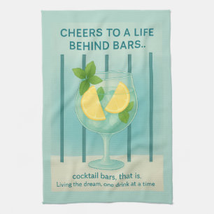 Gin & Tonic Geschirrtuch   Enteneiblaues Küchenges