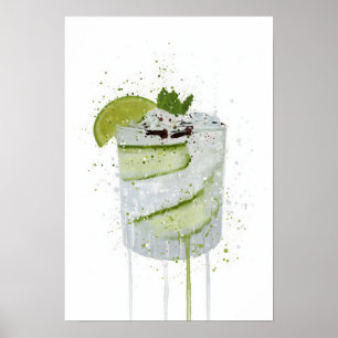 Gin & Tonic 'Gurke und Limette' Poster