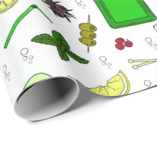 Gin Tonic Liebe Gin Drinker Cocktail Party Muster Geschenkpapier