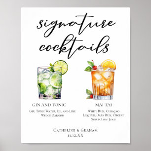 Gin & Tonic Mai Tai Signature Cocktails Menü Poster