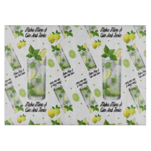 Gin Tonic-Muster, Glasschneiden-Brett 11" x8 " Schneidebrett