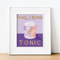 Gin & Tonic Retro Lila Cocktail Farbe Wasser