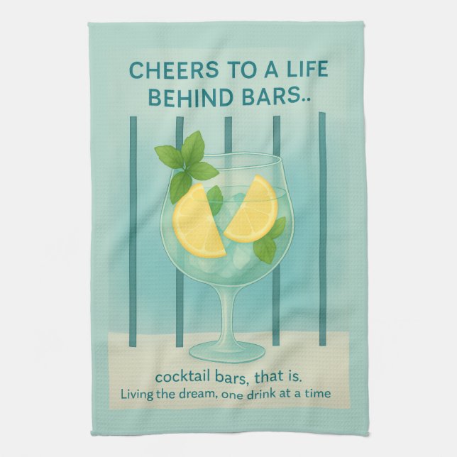 Gin & Tonic Tea Towel | Duck Egg Blue Kitchen Gift Geschirrtuch (Vertikal)