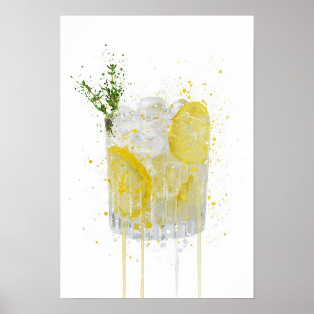 Gin & Tonic 'Zitrone und Thymian' Poster (Vorne)
