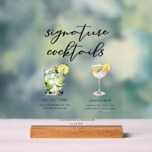 Gin und Tonic Lemon Drop Signature Cocktails Acrylschild