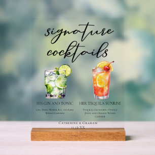 Gin und Tonic Tequila Sunrise Seine und Ihre Cockt Acrylschild