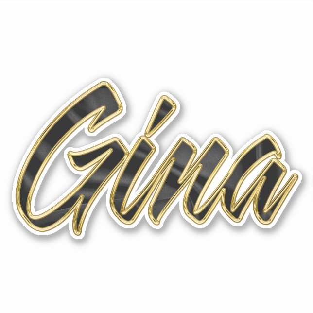 Gina black gold Lettering Aufkleber Sticker (Vorderseite)