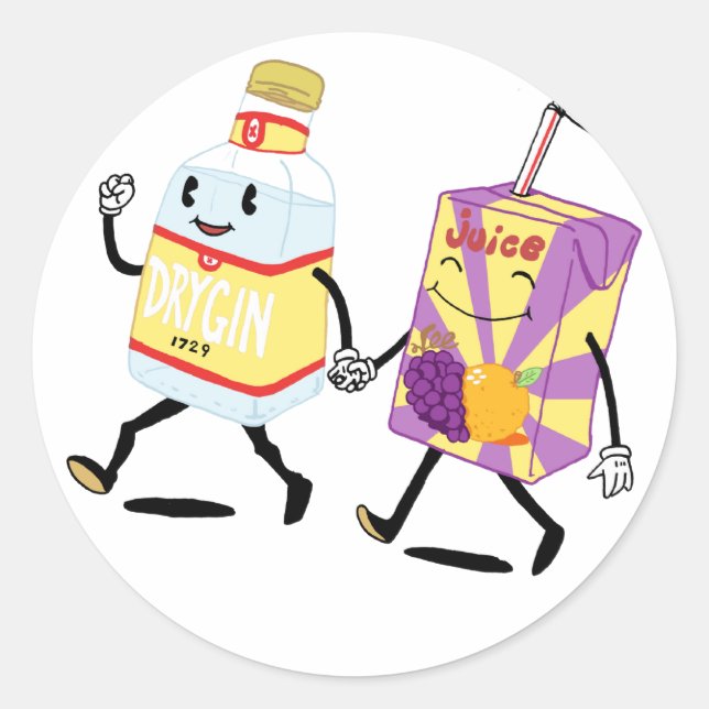 Gina und Juice Runder Aufkleber (Vorderseite)