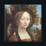 Ginevra de’ Benci, c. 1474-78 Magnet<br><div class="desc">Ginevra de' Benci,  c. 1474-78 (Öl auf Tafel)| von Leonardo da Vinci | Art Location: National Gallery of Art Washington DC| Italian Artist | Image Collection number: XOS741921</div>