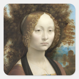 Ginevra de' Benci Leonardo da Vinci Quadratischer Aufkleber