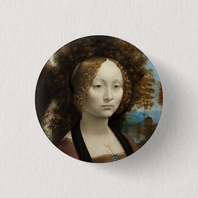 Ginevra de' Benci von Leonardo Da Vinci Button (Vorderseite)