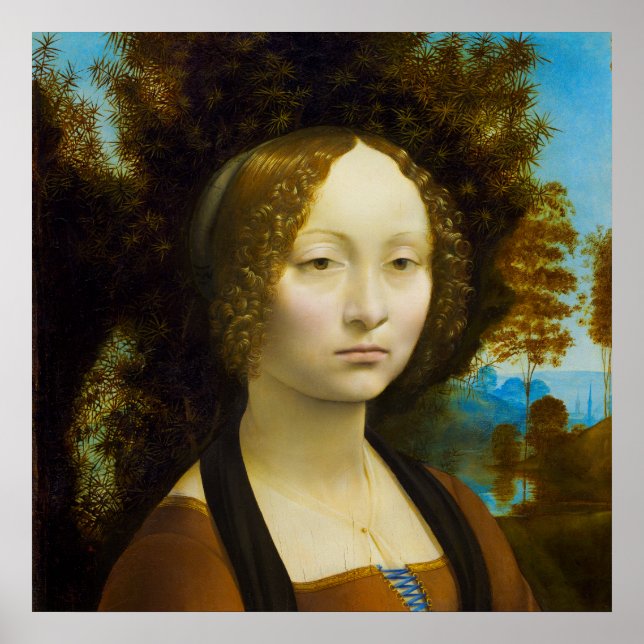 Ginevra de' Benci von Leonardo da Vinci Poster (Vorne)
