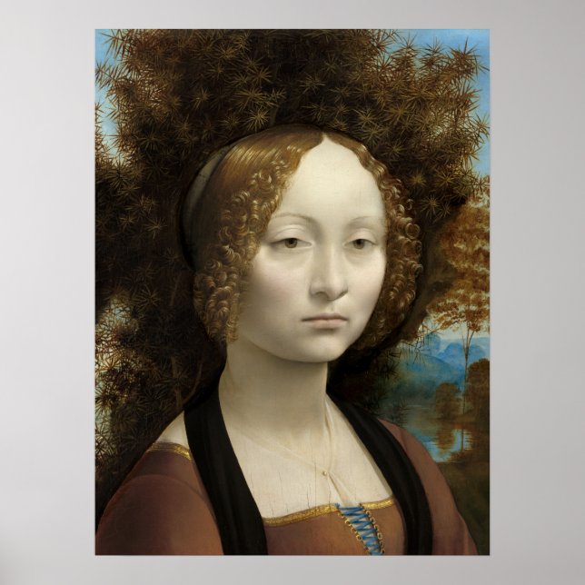 Ginevra de' Benci von Leonardo Da Vinci Poster (Vorne)