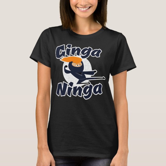 Ginga Ninga - Funny Redhead Ninja Geschenk T-Shirt (Vorderseite)