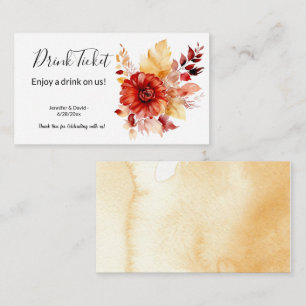 Ginger Autumn Floral Drink Ticket Enclosure Card Begleitkarte