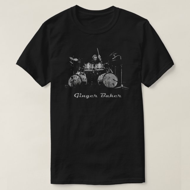 Ginger Baker Geschenk für Schlagzeuger, Rock'n'Rol T-Shirt (Design vorne)