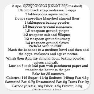 Ginger Banana Brot Gluten Free Square Sticker