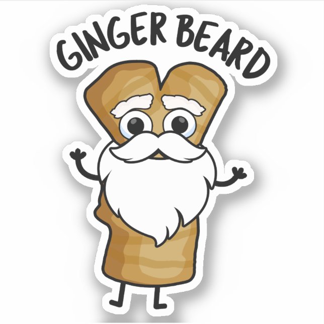 Ginger Beard Funny Gingerbread Food Puff Aufkleber (Vorderseite)