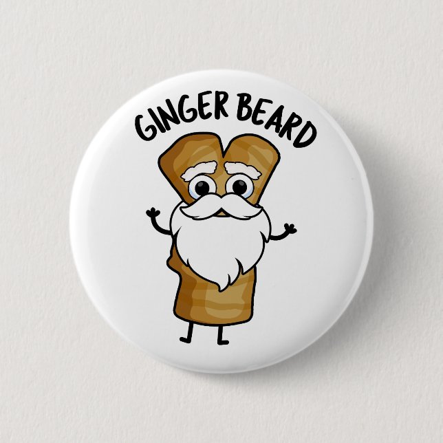 Ginger Beard Funny Gingerbread Food Puff Button (Vorderseite)
