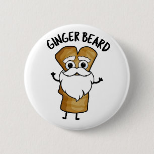 Ginger Beard Funny Gingerbread Food Puff Button