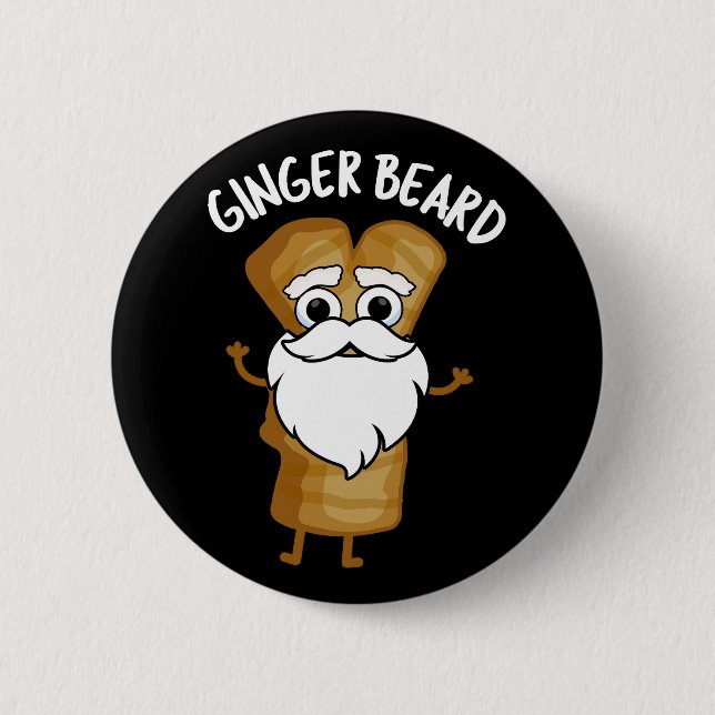 Ginger Beard Funny Gingerbrot Food Pun Dark BG Button (Vorderseite)