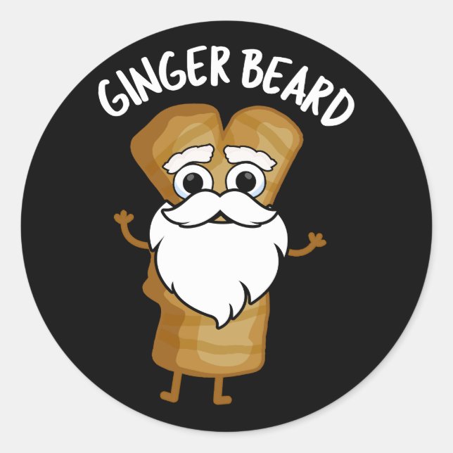 Ginger Beard Funny Gingerbrot Food Pun Dark BG Runder Aufkleber (Vorderseite)