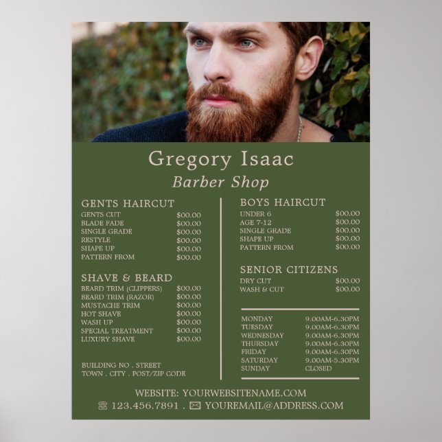 Ginger Beard Model, Men Barbers Price List Poster (Vorne)