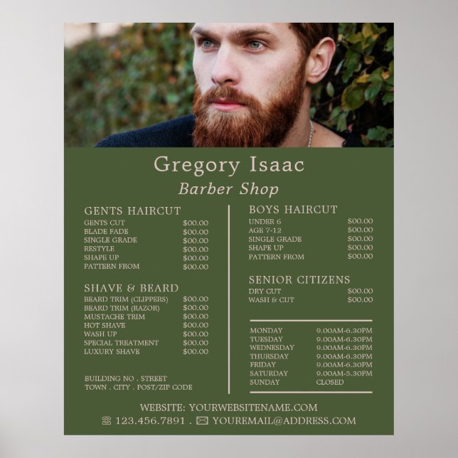 Ginger Beard Model, Men Barbers Price List Poster (Vorne)