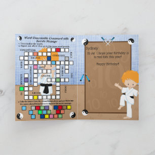 Ginger Boys Karate Secret Message Happy Birthday Karte